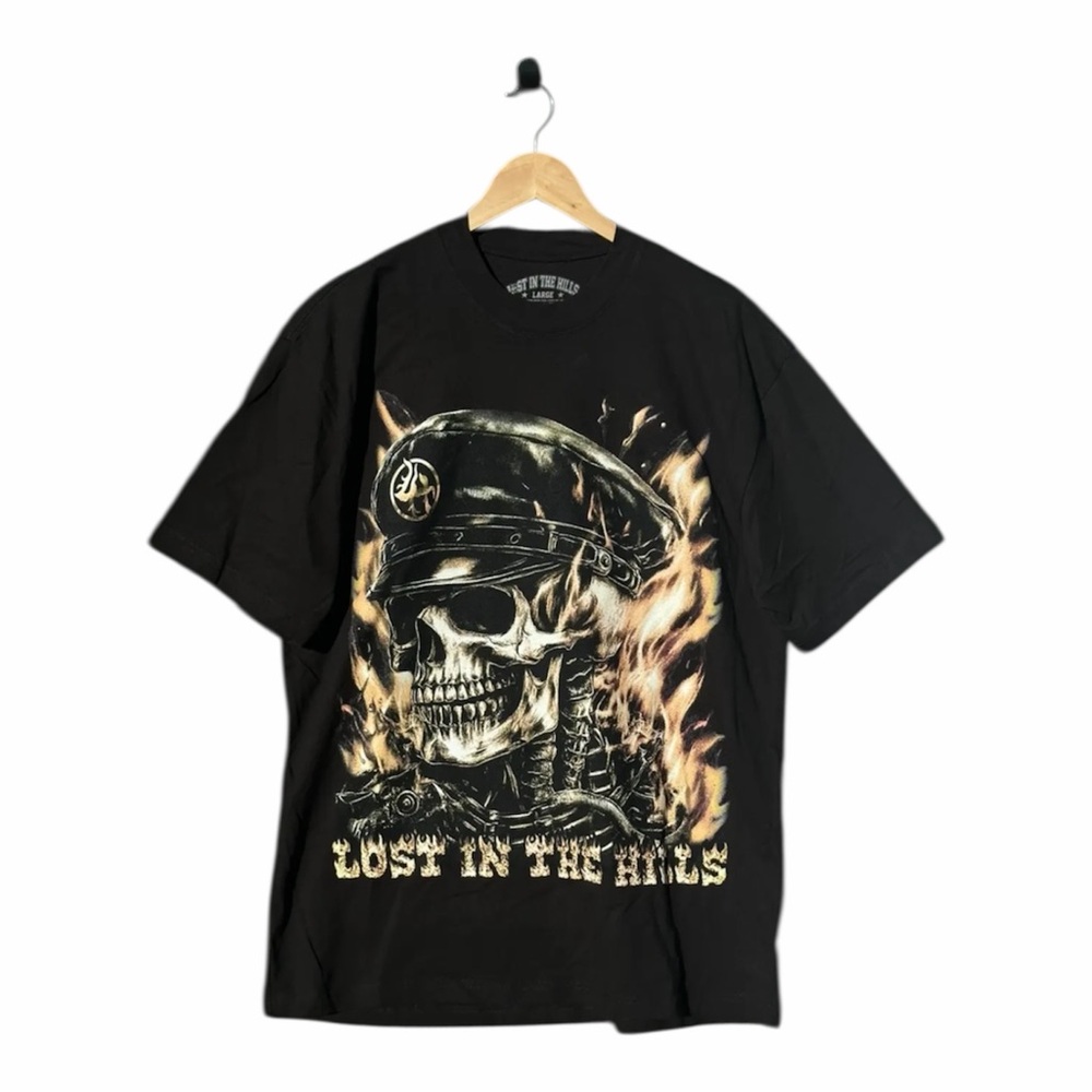 Lost In The Hills Flaming Skeleton T-Shirt Small